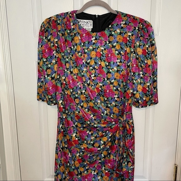 FINK Modell Vintage Floral Midi Dress 12 - Picture 3 of 8